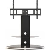 Alphason OSMB800/2-S Swivel Bracketed TV Stand, Floating Glass Shelf Black/Silver