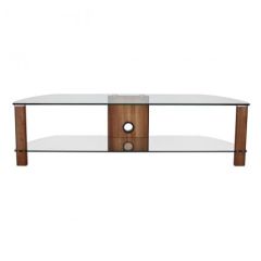 Alphason Century TV Stand ADCE1500-BLK Walnut with Black Glass Shelves