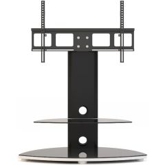 Alphason OSMB800/2-S Swivel Bracketed TV Stand, Floating Glass Shelf Black/Silver